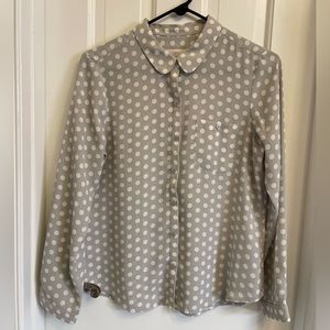 LOFT long sleeve shirt grey/white polka dots